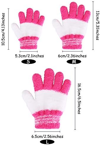EBOOT 3 Pairs Kids Winter Knit Gloves Stretchy Full Finger Fluffy Mittens For Toddler Boys Girls 1-11 Years
