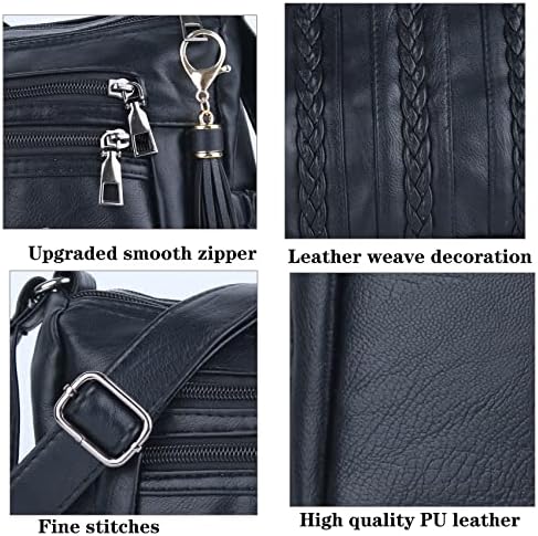 ELDA Purses For Women Pocketbooks Soft PU Leather Ladies Crossbody Purse Multi Pocket Shoulder Bag