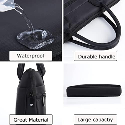 Enyuwlcm Waterproof Oxford Handle Document Bag Briefcase For Men File Tote Bag For Carrying Paper Files Black