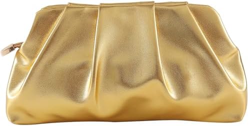 Evening Bag for Women Ruched Clutch Purse Detachable Metal Chain Crossbody Bag