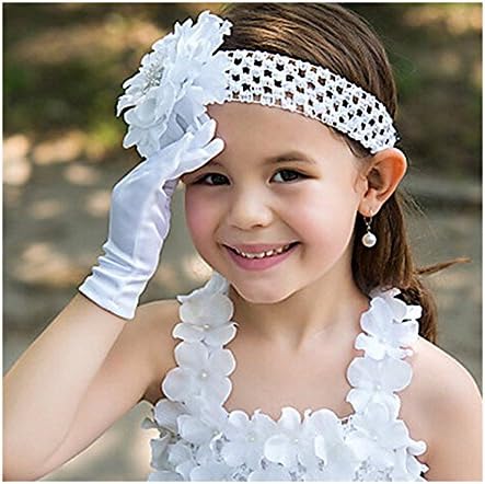 Ever Fairy Girl's Holiday Wedding Or Pageant White Satin Gloves Princess Glove
