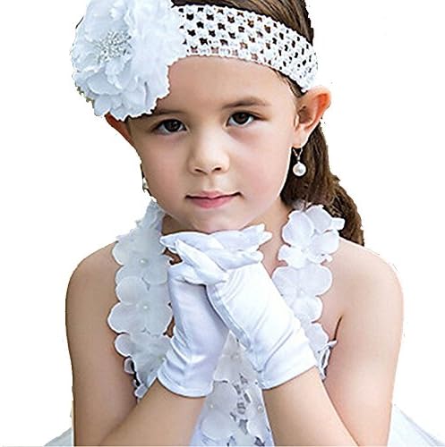 Ever Fairy Girl's Holiday Wedding Or Pageant White Satin Gloves Princess Glove