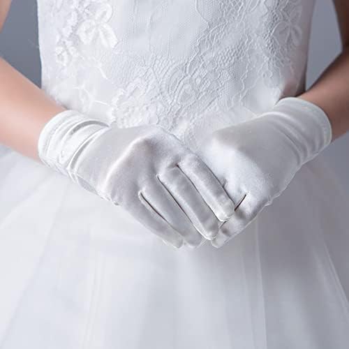 Ever Fairy Girl's Holiday Wedding Or Pageant White Satin Gloves Princess Glove