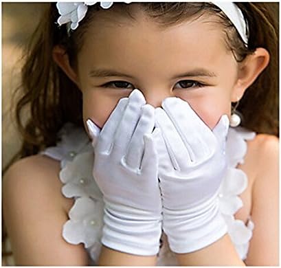 Ever Fairy Girl's Holiday Wedding or Pageant White Satin Gloves Princess Glove