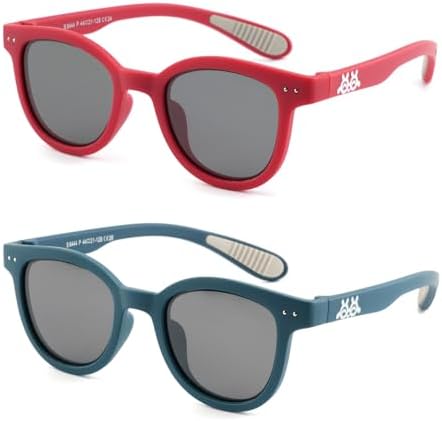 EYEBUDDY Kids Toddler Sunglasses Age 2-4/3-5 Boys Girls Polarized UV Protection Sun Glasses for Age 2-8 Pack of 2