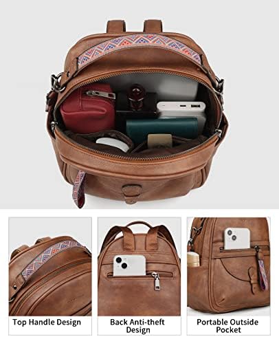 FADEON Mini Backpack Purse For Women Designer Leather Cute Roomly Small Backpacks Ladies Shoulder Backpack Fashion Handbag