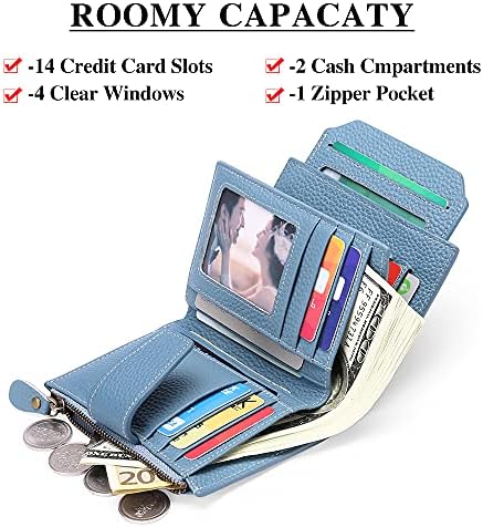 FALAN MULE Small Wallet For Women Leather Bifold Compact RFID Blocking Small Womens Wallet Purse
