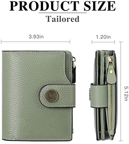 Falan Mule Women's Lightweight Genuine Leather Wallet Includes Card Holders RFID-Blocking Lightweight Photo & ID Holder Green