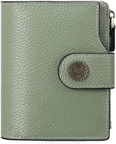 Falan Mule Women's Lightweight Genuine Leather Wallet Includes Card Holders RFID-Blocking Lightweight Photo & ID Holder Green