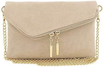 FashionPuzzle Envelope Wristlet Clutch Crossbody Bag With Chain Strap