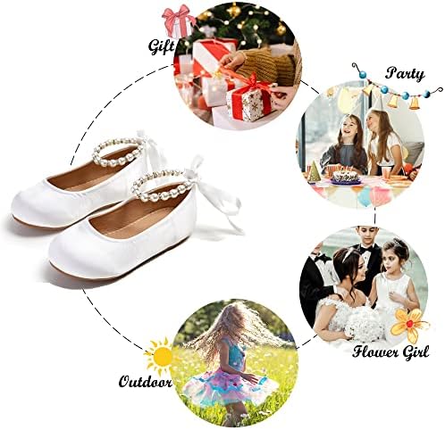 Felix & Flora Girls Toddler Little Ballet Shoes - Flower Girls Mary Jane Flats Dress Shoes Party Wedding