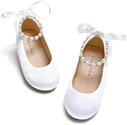 Felix & Flora Girls Toddler Little Ballet Shoes - Flower Girls Mary Jane Flats Dress Shoes Party Wedding