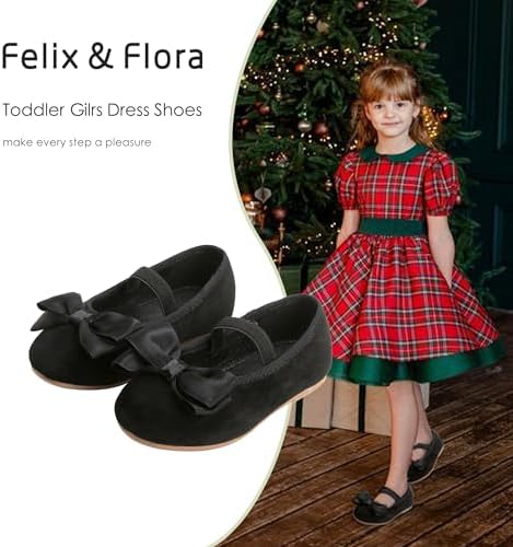 Felix & Flora Toddler Flower Girl Dress Shoes - Girl Ballet Flats Party School Shoes Wedding