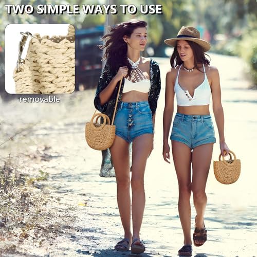 FENBEN Straw Hobo Bags For Women Small Crossbody Bag Beach Purse Weave Shoulder Handbag Rattan