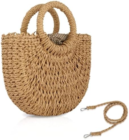 FENBEN Straw Hobo Bags for Women Small Crossbody Bag Beach Purse Weave Shoulder Handbag Rattan