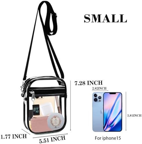Fibrdoo Clear Crossbody Purse Bag Clear Bag Stadium Approved With Front Pocket For Concerts Sports Festivals