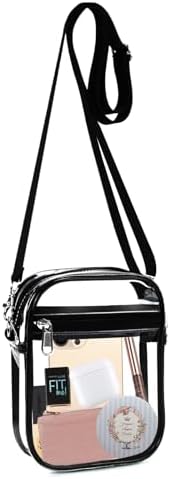 Fibrdoo Clear Crossbody Purse Bag Clear Bag Stadium Approved with Front Pocket for Concerts Sports Festivals