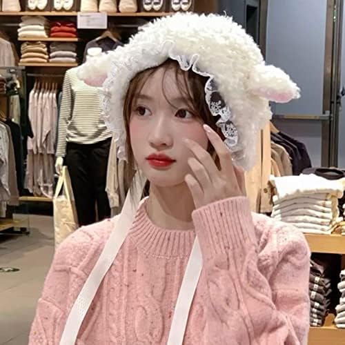 Fleece Animal Hat Cute Sheep Cap For Girls Cute Y2k Beanie Kawaii Cap Winter Headwear Cosplay Photo Props Party Supplies