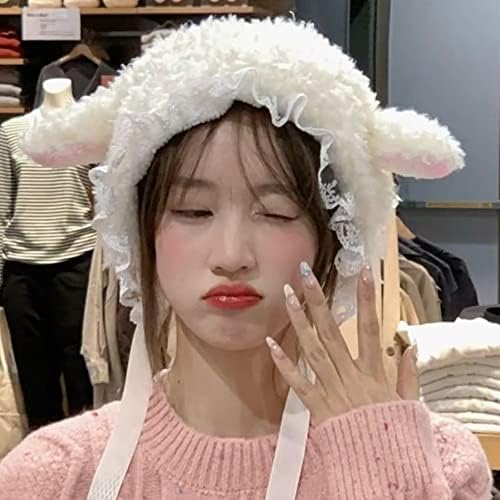 Fleece Animal Hat Cute Sheep Cap For Girls Cute Y2k Beanie Kawaii Cap Winter Headwear Cosplay Photo Props Party Supplies