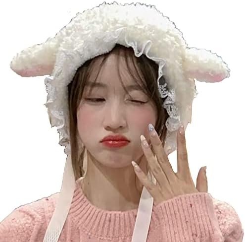 Fleece Animal Hat Cute Sheep Cap for Girls Cute Y2k Beanie Kawaii Cap Winter Headwear Cosplay Photo Props Party Supplies