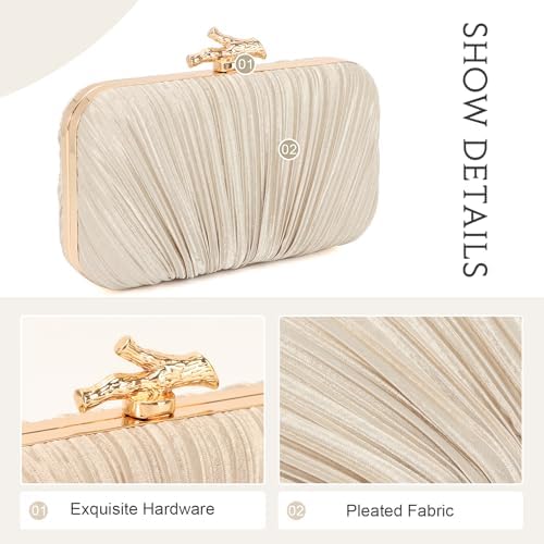 Freie Liebe Clutch Purses For Women Evening Bag Pleated Clutch Bag With Chain For Wedding Party