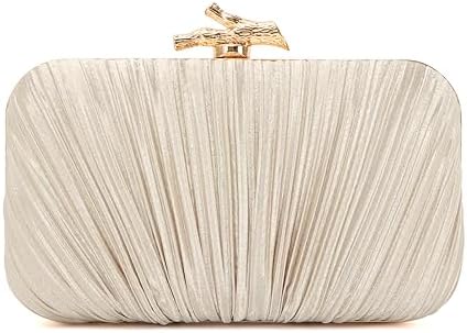 Freie Liebe Clutch Purses for Women Evening Bag Pleated Clutch Bag with Chain for Wedding Party