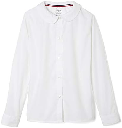 French Toast Girls' Long Sleeve Woven Shirt with Peter Pan Collar (Standard & Plus)