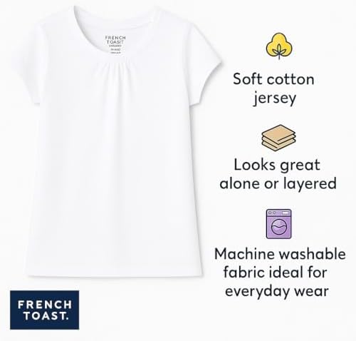French Toast Girls' Short Sleeve Crewneck T-Shirt Tee