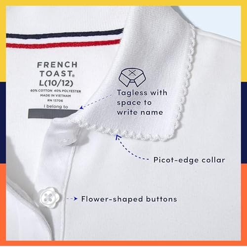 French Toast Girls' Short Sleeve Picot Collar Polo School Uniform Shirt (Standard And Plus)