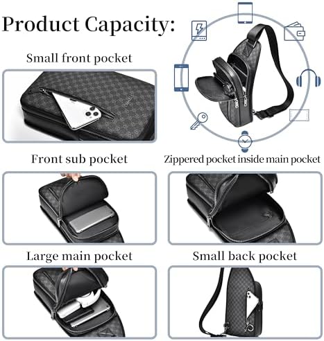 FSD. WG Sling Backpack For Men Chest Bag Crossbody Shoulder Bags Travel Hiking Bag Purse For Men With Water Resistant