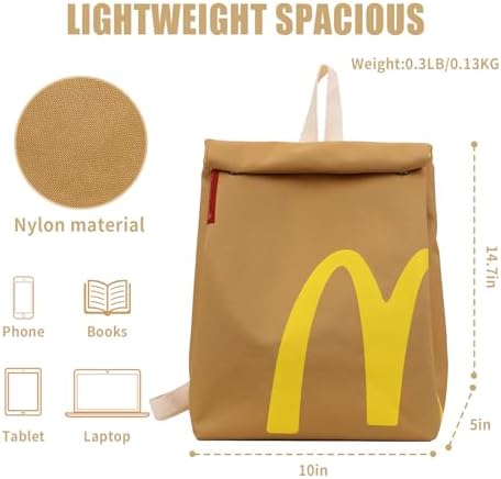 Funny Retro Paper Bag Casual Canvas Backpack Classic Large Capacity Bag Personalized Shoulder Casual Canvas Backpack