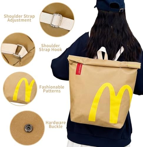 Funny Retro Paper Bag Casual Canvas Backpack Classic Large Capacity Bag Personalized Shoulder Casual Canvas Backpack