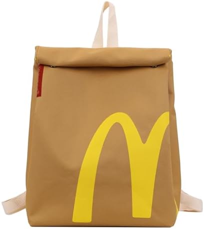 Funny Retro Paper Bag Casual Canvas Backpack Classic Large Capacity Bag Personalized Shoulder Casual Canvas Backpack