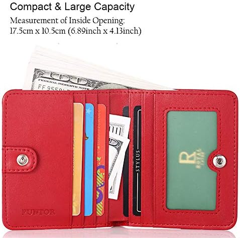 FUNTOR Small Wallets For Women Ladies Small Compact Bifold Pocket RFID Blocking Genuine Leather Wallet For Women
