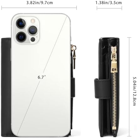 GAEKEAO Small Wallets For Women Leather RFID Blocking Bifold Zipper Pocket Wallet Card Case Purse With ID Window