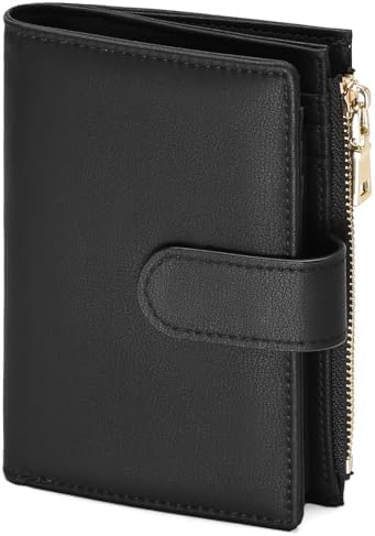 GAEKEAO Small Wallets for Women Leather RFID Blocking Bifold Zipper Pocket Wallet Card Case Purse with ID Window