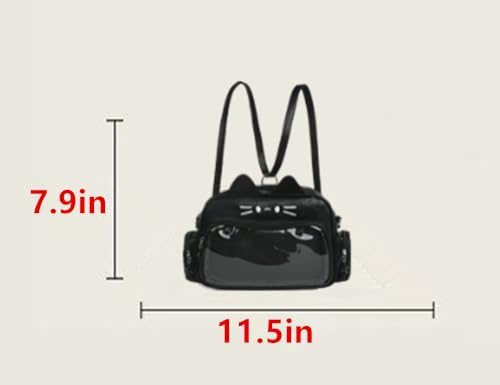 Generic Cute Cat Ita Bag Pin Display Backpack PU Leather Tote Crossbody Bag (Black)