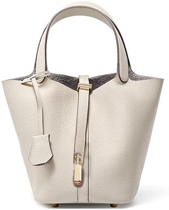 Genuine Leather Bucket Bag for Women - Textured Drawstring Closure Tote in Elegant Simplicity Gift
