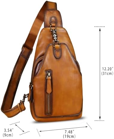 Genuine Leather Sling Bag For Men And Women Real Leather Shoulder Crossbody Bag Chest Bag Sling Backpack Purse