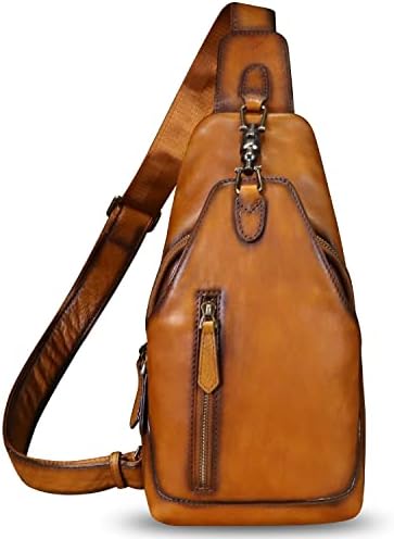 Genuine Leather Sling Bag For Men And Women Real Leather Shoulder Crossbody Bag Chest Bag Sling Backpack Purse