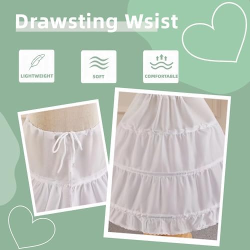 Girls Petticoat Underskirt With 3 Hoops Full Slip Crinoline Skirt