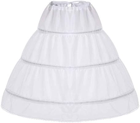Girls Petticoat Underskirt with 3 Hoops Full Slip Crinoline Skirt