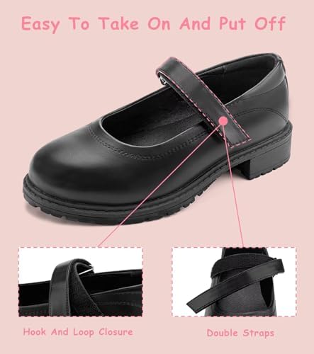 Girls School Uniform Shoes Mary Janes Dress Shoes Adjustable Strap(Little Kid/Big Kid)