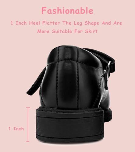 Girls School Uniform Shoes Mary Janes Dress Shoes Adjustable Strap(Little Kid/Big Kid)