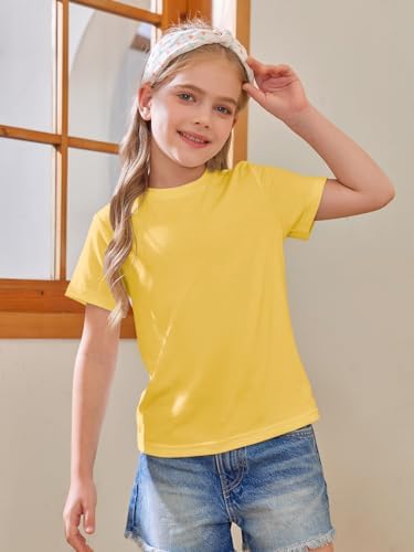 Girls Short Sleeve T Shirts Kids Summer Tops Crewneck Tees 5-14 Years