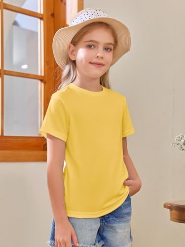 Girls Short Sleeve T Shirts Kids Summer Tops Crewneck Tees 5-14 Years