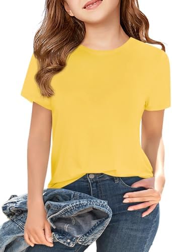 Girls Short Sleeve T Shirts Kids Summer Tops Crewneck Tees 5-14 Years