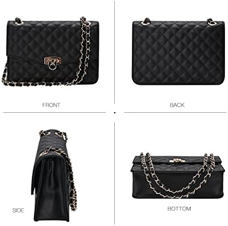 GM LIKKIE Quilted Shoulder Bag For Women Medium Flap Crossbody Handbag With Chain Strap Soft Vegan Leather Clutch Purse