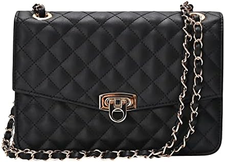 GM LIKKIE Quilted Shoulder Bag for Women Medium Flap Crossbody Handbag with Chain Strap Soft Vegan Leather Clutch Purse