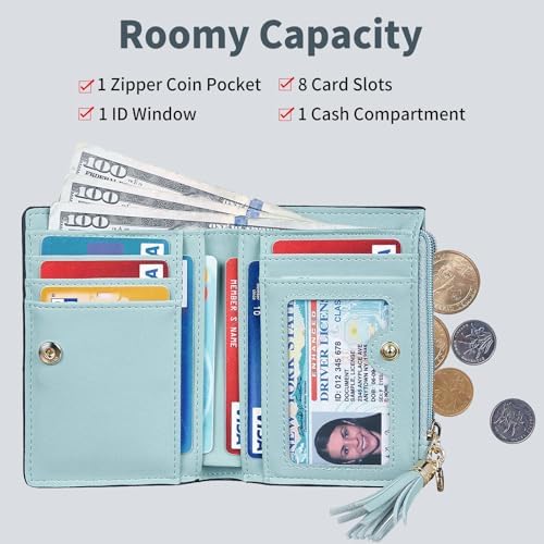 Gostwo Small Wallets For Women Stylish Womens Wallet With ID Window Zippered Coin Pocket And Tassel. Cute RFID Wallet For Women Ideal For Teen Girls Commuters And Women For Daily Use